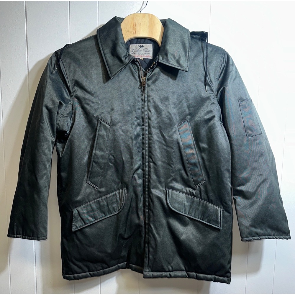 Golden Fleece Titan Cloth Industrial Work Jacket Dk Green Quilted Hooded Mens 46